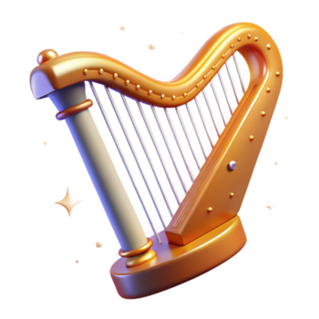 großartig rustikal golden Harfe ein Digital machen von ein klassisch besaitet Instrument hoch Auflösung png