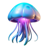 stunning creative Luminous Jellyfish Digital Render of a Bio luminescent Aquatic Creature high quality png