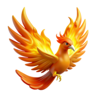 extraordinary vintage Fiery Phoenix Digital Render of Mythical Bird in Flight professional png
