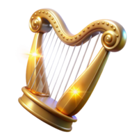 dramatic artistic Golden Harp A Digital Render of a Classic Stringed Instrument high resolution png