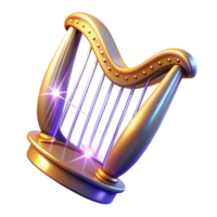 serene abstract Golden Harp A Digital Render of a Sparkling Stringed Instrument high resolution png