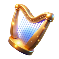 extraordinary traditional Golden Harp A Digital Render of a Sparkling Stringed Instrument premium png