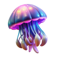 wonderful traditional Luminous Jellyfish Digital Render of a Bio luminescent Aquatic Creature high quality png