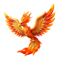 magnificent minimalist Fiery Phoenix Mythical Bird in Flight professional png