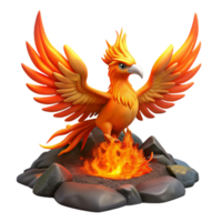 serene vintage Majestic Firebird A Digital Render of a Mythical Creature original png