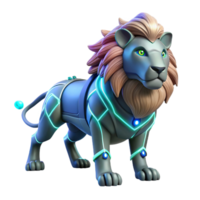 beautiful abstract Cybernetic Lion Futuristic Feline in High Tech Armor authentic png