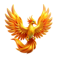 elegant minimalist Majestic Golden Phoenix A Digital Render of a Mythical Bird high resolution png