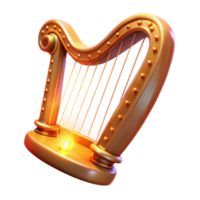 serene creative Golden Harp A Digital Render of a Classic Stringed Instrument professional png