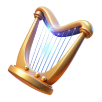 elegant classic Golden Harp A Digital Render of a Sparkling Stringed Instrument high resolution png