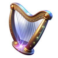 stunning traditional Luminous Harp A Digital Render of a Golden Stringed Instrument high quality png