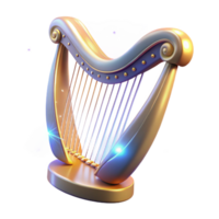 extraordinary modern Luminous Harp A Digital Render of a Golden Stringed Instrument high quality png