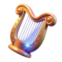 wonderful abstract Luminous Golden Harp A Digital Render of a Sparkling Stringed Instrument authentic png