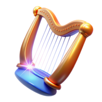 vibrant classic Luminous Golden Harp A Digital Render of a Sparkling Stringed Instrument high resolution png