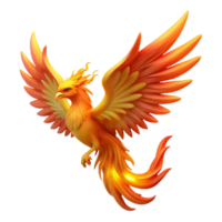 dramatic traditional Majestic Firebird Mythical Creature with Fiery Wings and Tail high resolution png