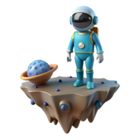 elegant artistic Astronaut on Asteroid Digital Render of Space Exploration genuine png