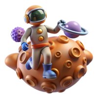 stunning rustic Astronaut on Asteroid Digital Render of Space Exploration original png