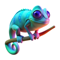 vibrant abstract Vibrant Chameleon on Branch 3D Render of Colorful Reptile professional png