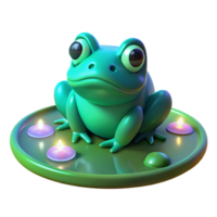 serene rustic 3D Render of a Frog on a Lily Pad with Candles high quality png