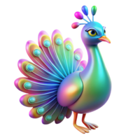 wonderful rustic Vibrant Rainbow Peacock 3D Render of a Colorful Bird original png