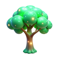 vibrant abstract Glowing Orb Tree 3D Render of a Fantasy Tree with Illuminated Foliage original png