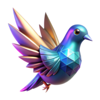 impressive rustic Iridescent Geometric Bird 3D Render of a Colorful Avian detailed png