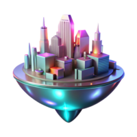 beautiful creative Futuristic Cityscape on a Floating Island A 3D Render authentic png