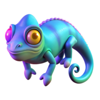 wonderful creative Vibrant Chameleon 3D Render of Colorful Reptile high resolution png