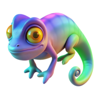 vibrant contemporary Vibrant Chameleon 3D Render of Colorful Reptile high resolution png