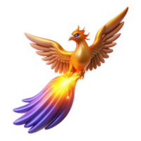 beautiful contemporary Majestic Golden Phoenix 3D Render of Mythical Bird in Flight high resolution png