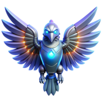 vibrant artistic Cybernetic Avian Mechanical Bird with Illuminated Wings authentic png