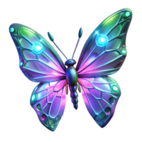 dramatic artistic Luminous Metallic Butterfly A 3D Render of a Futuristic Insect high quality png