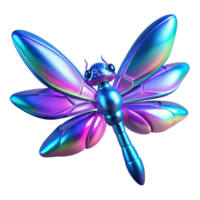 vibrant artistic Iridescent Dragonfly 3D Render premium png