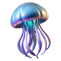 stunning modern Iridescent Jellyfish 3D Render of a Bio Luminescent Aquatic Creature 4K png