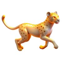 extraordinary creative Golden Cheetah 3D Render of a Big Cat in Motion high quality png