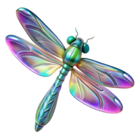 beautiful abstract Iridescent Dragonfly A 3D Render of a Colorful Insect genuine png