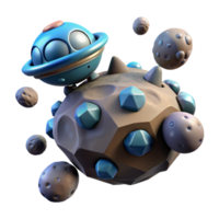 extraordinary abstract Spaceship Landing on Asteroid Field 3D Render authentic png