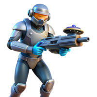 impressive creative Futuristic Soldier with Advanced Weaponry premium png