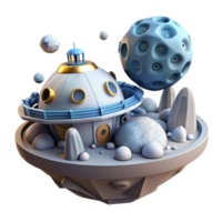 serene creative Futuristic Space Habitat on Asteroid high resolution png