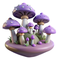 beautiful artistic Enchanted Mushroom Cluster 3D Render of Fantasy Fungi high resolution png