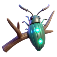 elegant classic 3D Render of Glowing Beetle on Branch genuine png