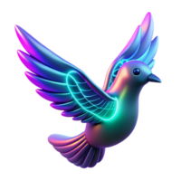 vibrant artistic Neon Bird 3D Render 4K png