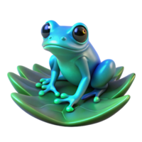 magnificent rustic 3D Cartoon Frog on Lily Pad Illustration high resolution png