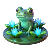elegant creative Cute Frog 3D Render Illustration genuine png
