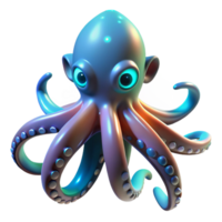 magnificent artistic Adorable 3D Render of a Cartoon Octopus high quality png