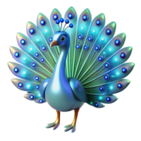 vibrant creative Luminous Peacock 3D Render of a Sparkling Avian original png