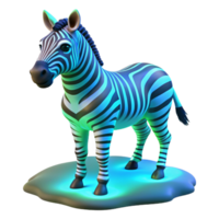 vibrant rustic Neon Zebra 3D Render authentic png