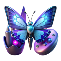 dramatic rustic Cybernetic Butterfly 3D Render authentic png