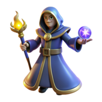 dramatic minimalist Young Wizard 3D Render high quality png