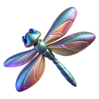 beautiful contemporary Iridescent Dragonfly 3D Render professional png