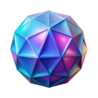 wonderful minimalist Iridescent Geometric Sphere 3D Render Abstract Background Image, Blue Purple Gradient Polygonal Design, Futuristic Shiny Low Poly Ball, Triangular Facets, Modern Digital Art 4K png